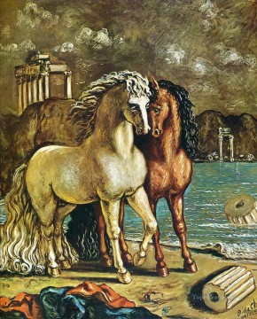  1963 - caballos antiguos en la costa del mar Egeo 1963 Giorgio de Chirico